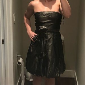 Sophisticated gunmetal gray tie-waist dress